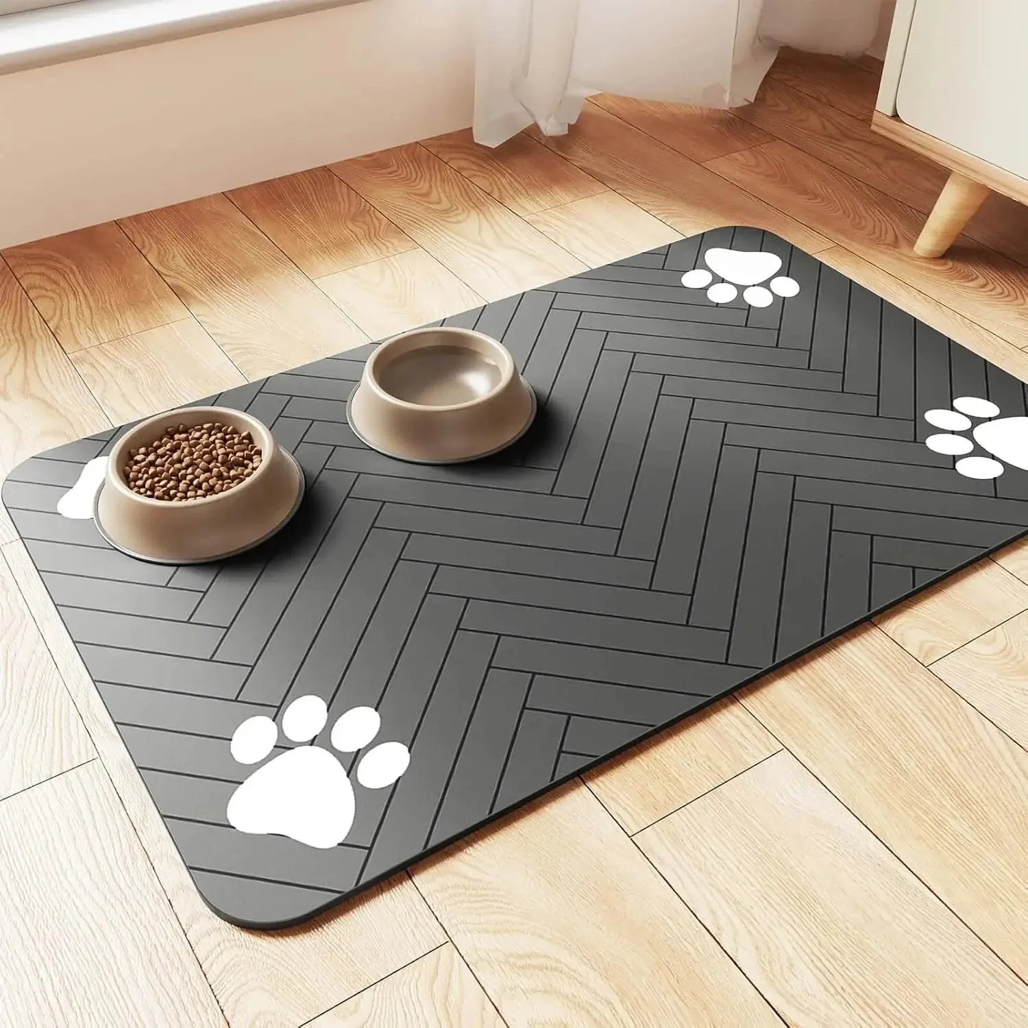 Pet Feeding Mat-Absorbent Pet Placemat Rubber Backing Quick Dry Water