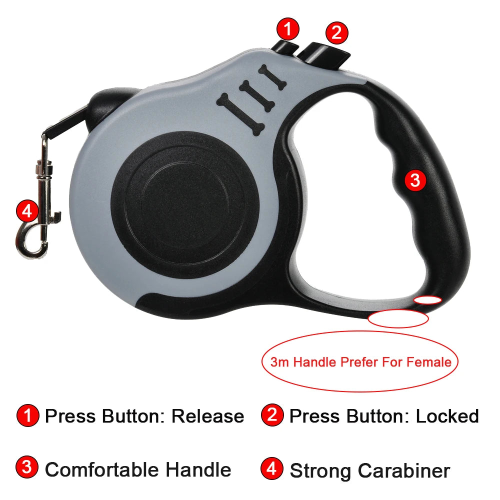 3m 5m Dog Leash Strong Nylon Puppy Lead For Small Medium Large Dogs