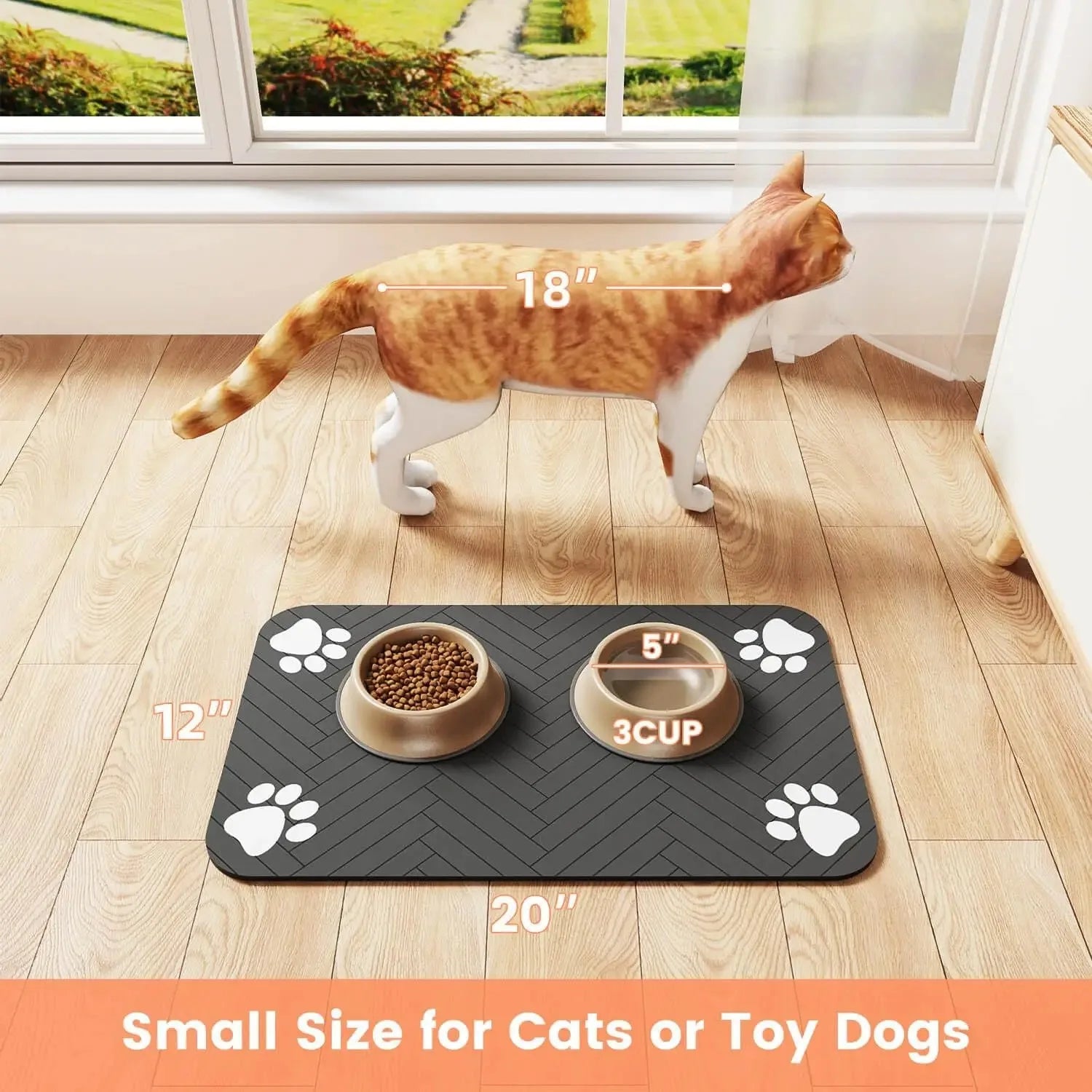Pet Feeding Mat-Absorbent Pet Placemat Rubber Backing Quick Dry Water