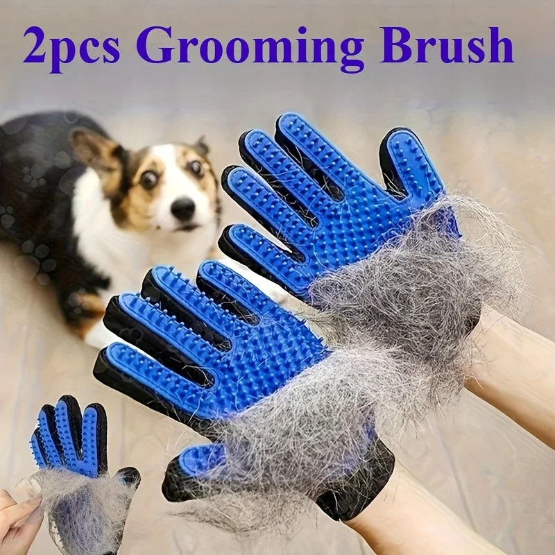 2PCS Pet Grooming Gloves, Hair Removal Gloves with Hair Removal and