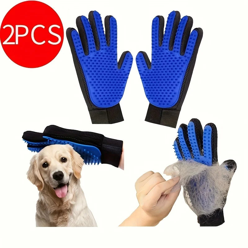 2PCS Pet Grooming Gloves, Hair Removal Gloves with Hair Removal and
