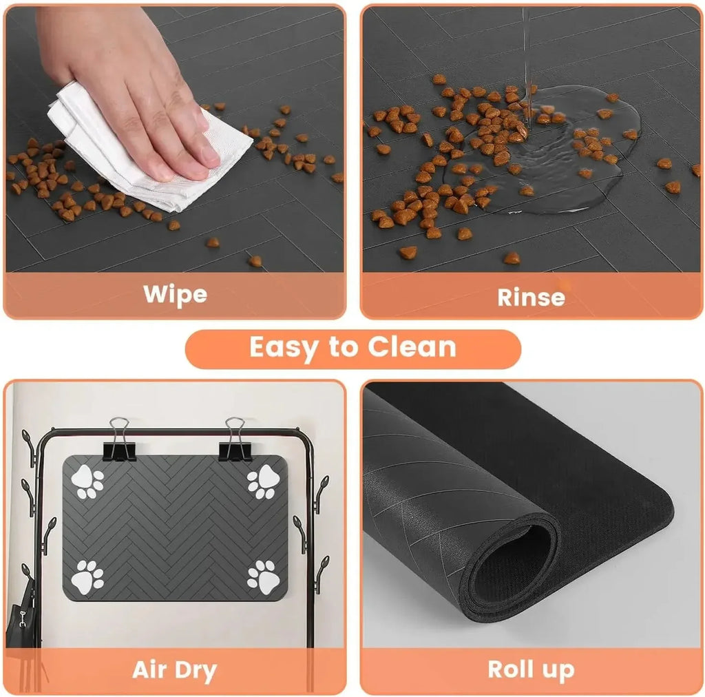 Pet Feeding Mat-Absorbent Pet Placemat Rubber Backing Quick Dry Water